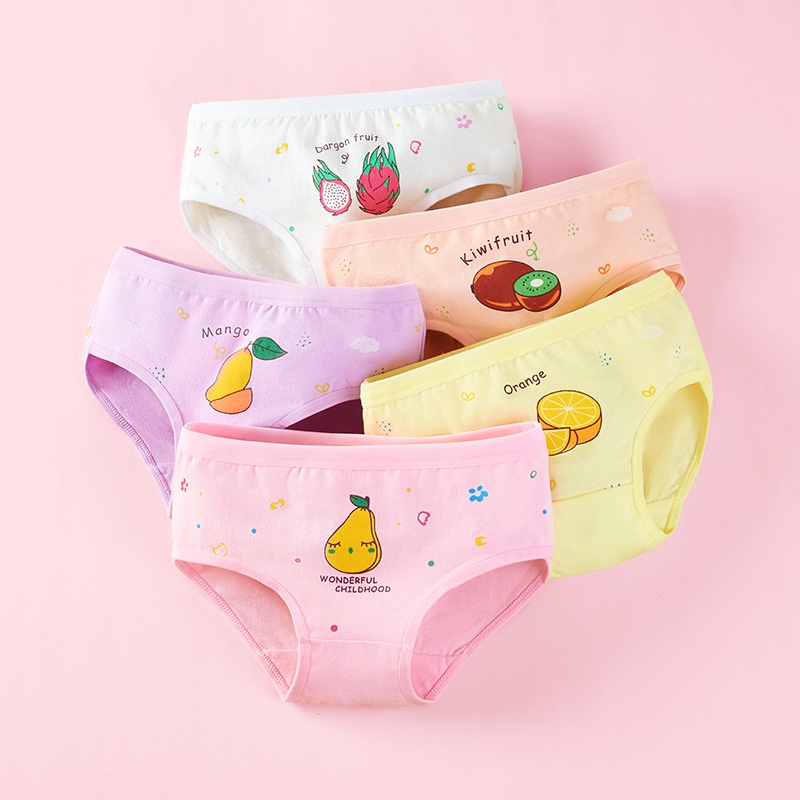Set 5 Quần Lót Cotton Thoải Mái Thời Trang Cho Bé Gái 2-12 Tuổi
