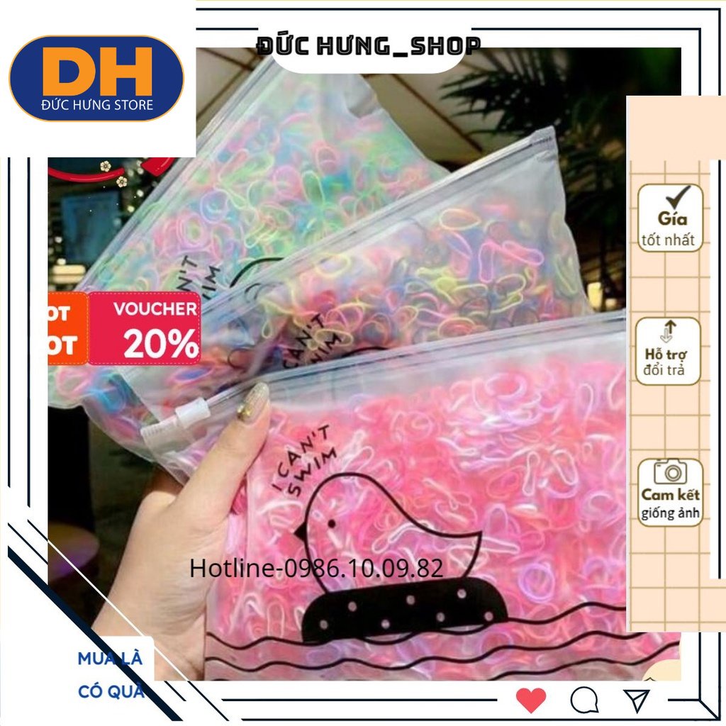 Buộc tóc trẻ em 7 màu túi zip