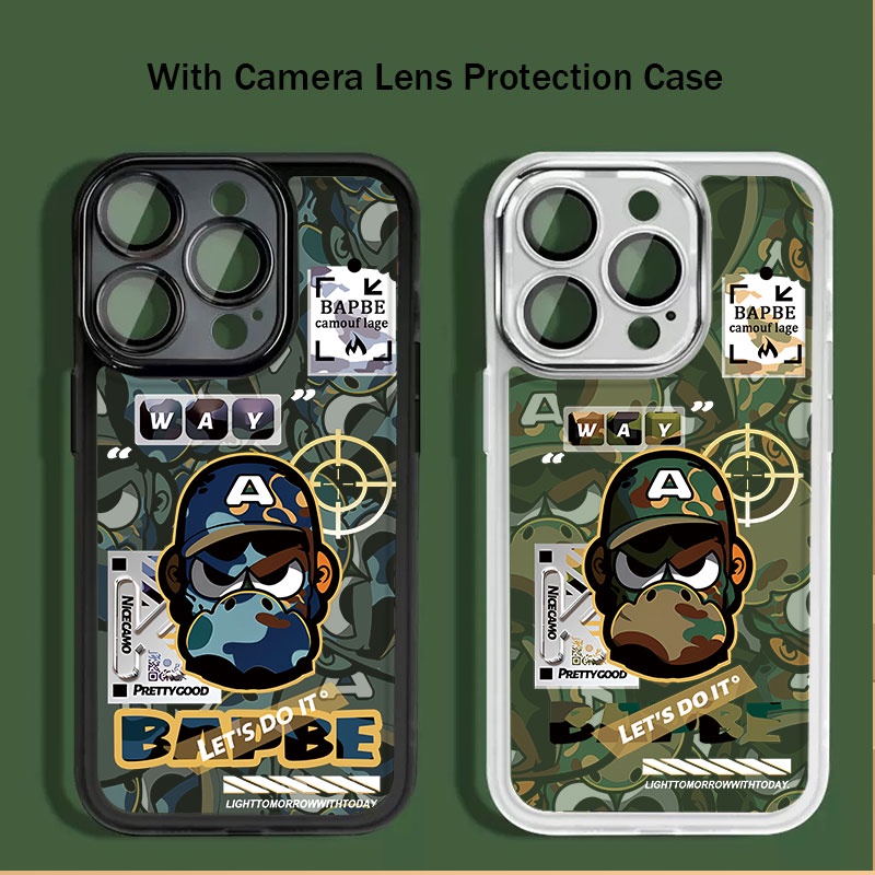 Ốp Điện Thoại iPhone 12 11 Pro max xs max x xr 7 8 Plus Silicon case ốp lưng điện thoại i phone 12 Promax graffiti ngụy trang vượn Vỏ điện thoại Có bảo vệ ống kính máy ảnh Vỏ Cho iP 12 11 pro max