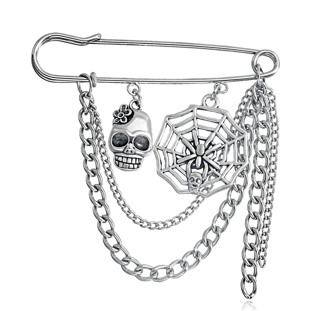 Ghim Cài Áo Hình Dây Xích Bằng Kim Loại Phong Cách Hip Hop Đường Phố Cho Nữ