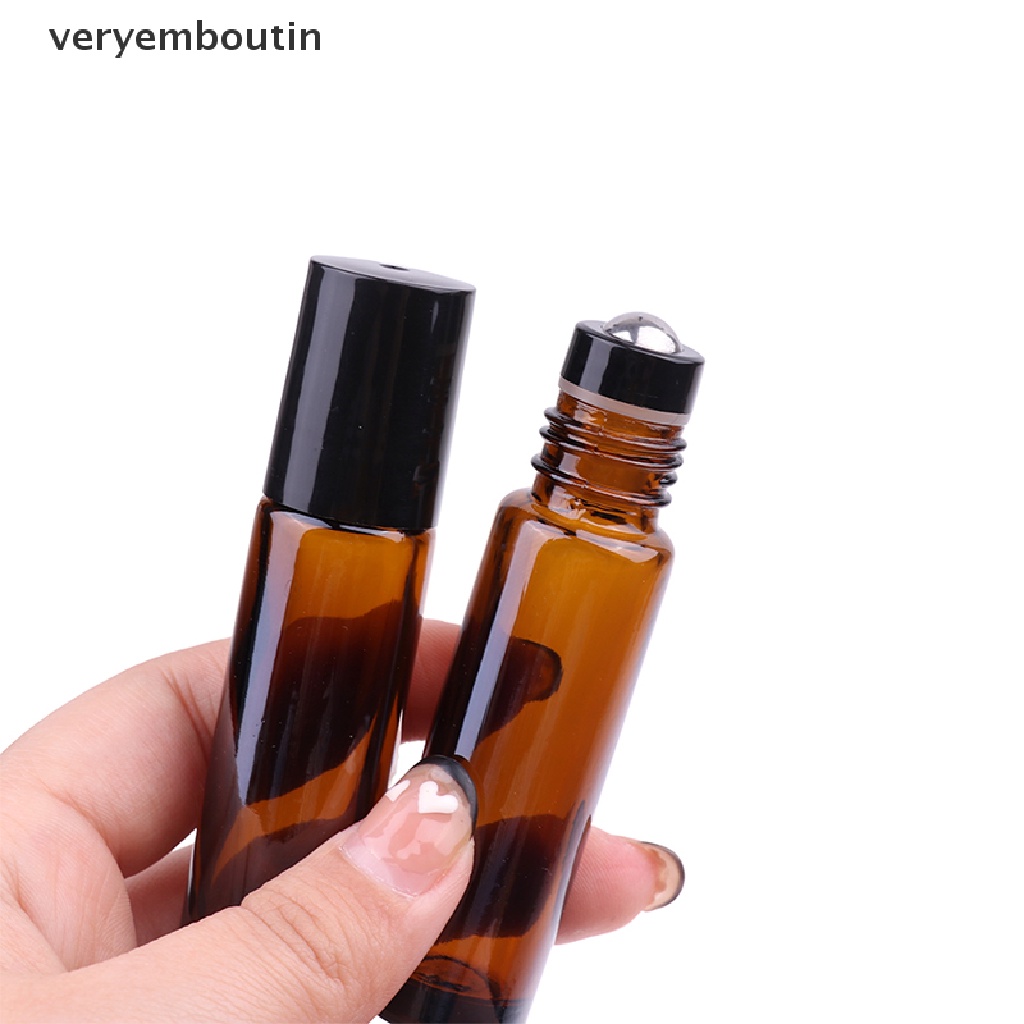 Lọ Thủy Tinh Rỗng 10ml Màu Hổ Phách Có Đầu Lăn Kim Loại