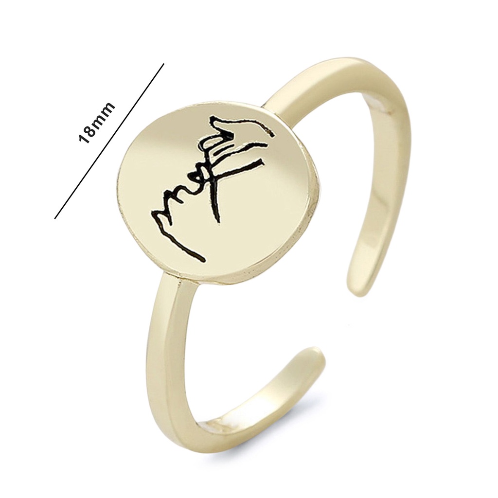 [DIL] Nhẫn Mở Kích Thước Điều Chỉnh Được Không Phai Tối Giản Bóng Cao Quyến Rũ Hình Học Cho Cặp Đôi Trong Ngày Valentines