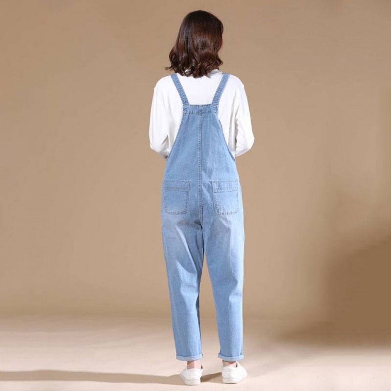 Quần Yếm Jean Dáng Rộng Co Giãn Tốt Plus Size