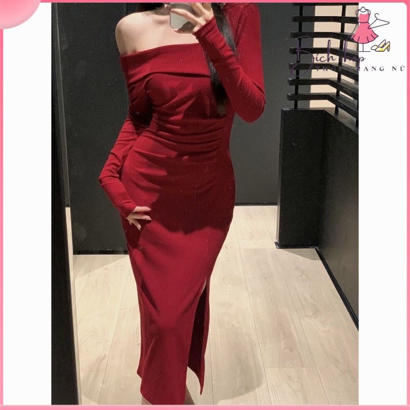 Váy body len cao cấp , dáng trễ vai sexy sang chảnh thu hút mọi ánh nhìn