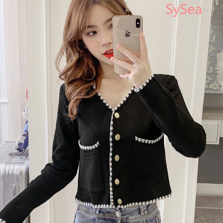 Áo Cardigan Dệt Kim Tay Dài Cổ Chữ V Phong Cách Thời Trang Hàn Quốc Dành Cho Nữ