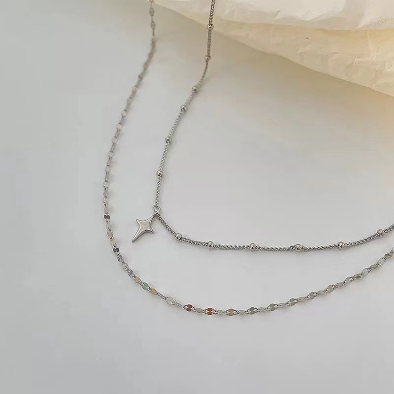 Vòng Cổ Choker Hai Lớp Bằng Thép Titan Thời Trang Mới 2023