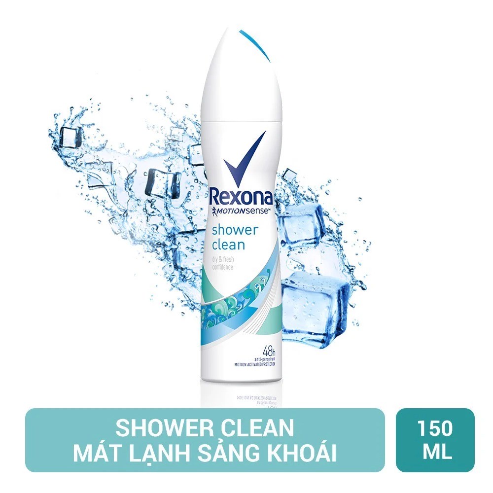 Xịt Khử Mùi Khô Thoáng Mát Lạnh Sảng Khoái Suốt 48H Dành Cho Nữ Rexona Shower Clean Dry&Fresh Confidence 150ml