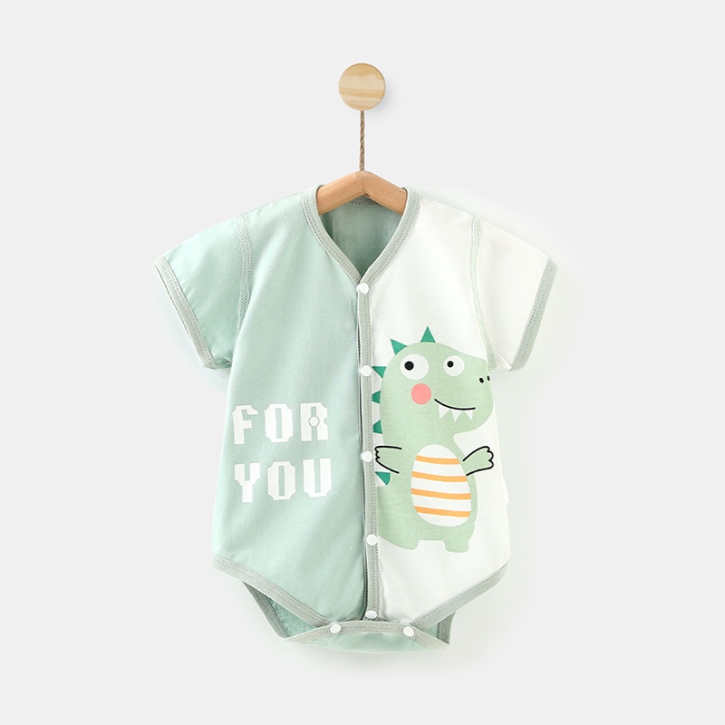 Bộ Áo Liền Quần Tam Giác Tay Ngắn Vải Cotton Thời Trang Mùa Hè Cho Bé Sơ Sinh