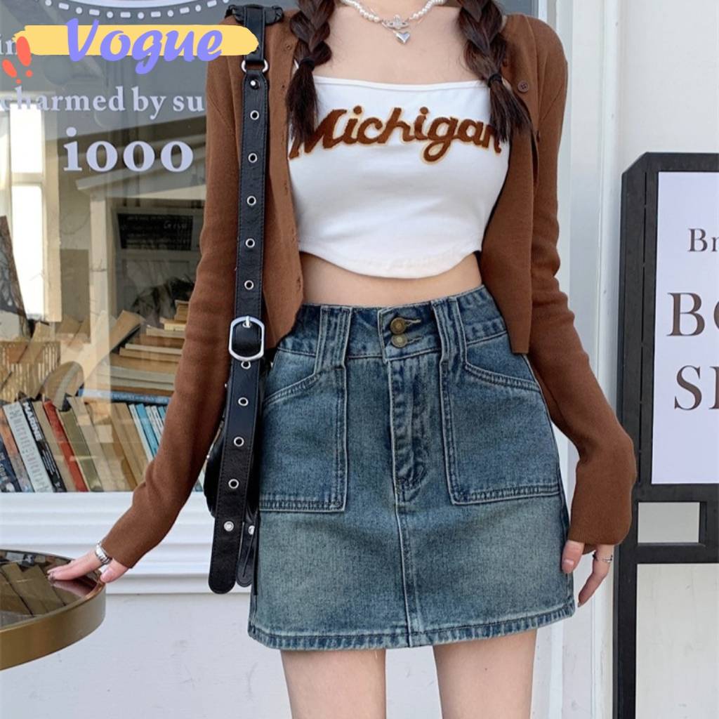 Váy Jeans cạp cao Vogue Y2K Rất phổ biến (9144) -NZ -N