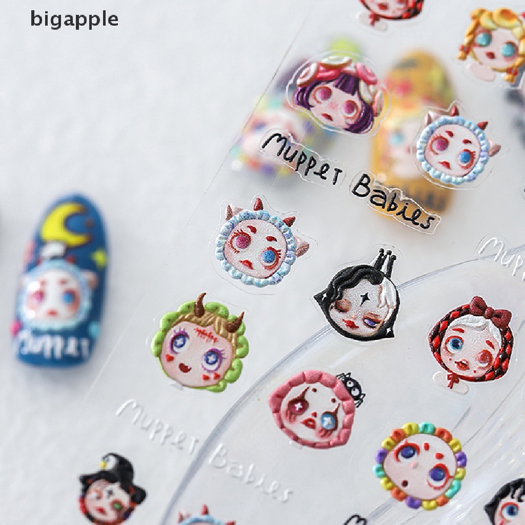 Bigapple 1 Tờ Hình Dán Móng Tay Hình Búp Bê Dập Nổi Đáng Yêu Thời Trang Chất Lượng Cao Rd