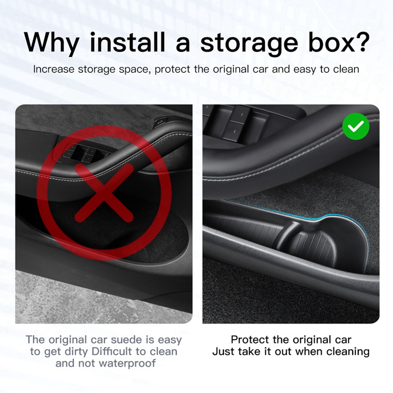 Bộ 4 Hộp Đựng Vật Dụng Gắn Cửa Trước Sau Thay Thế Cho Tesla Model Y 2021 2022 2023