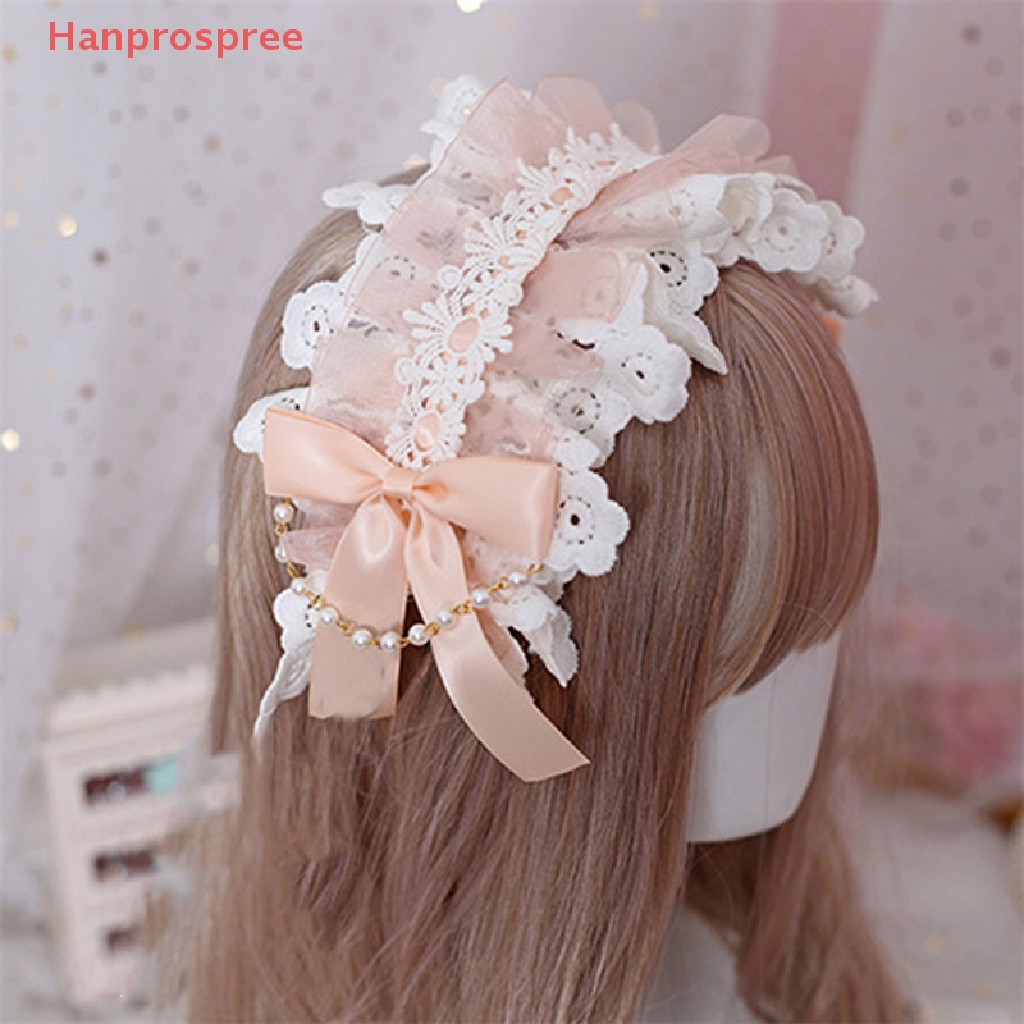 Băng Đô Cài Tóc Phối Ren Thắt Nơ Phong Cách lolita Nhật Bản