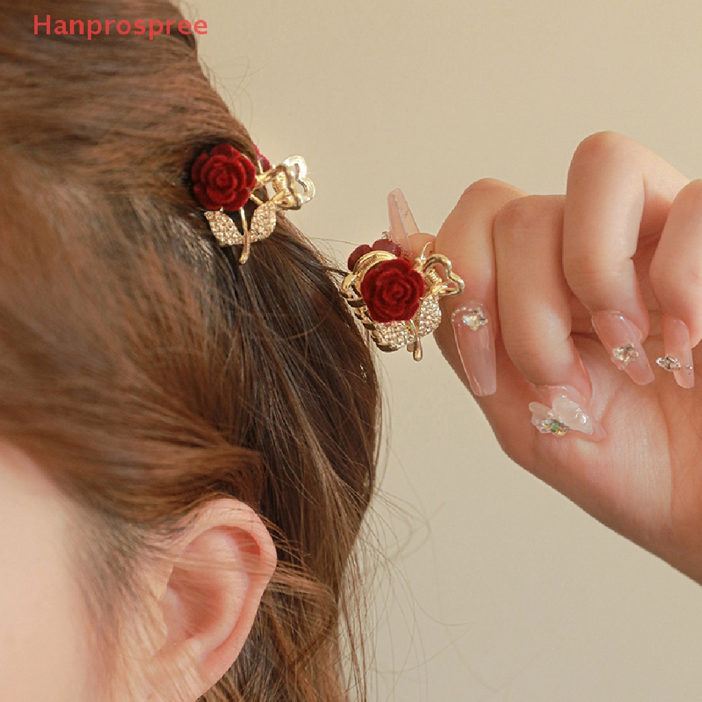 Kẹp Tóc Hình Hoa Hồng Đính Đá Phong Cách Retro Thời Trang Cho Nữ