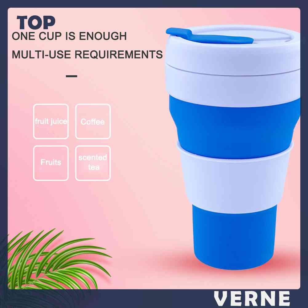 Cốc Uống Cà Phê 475ml Bằng Silicone Có Thể Tháo Rời Tiện Dụng Mang Theo Du Lịch