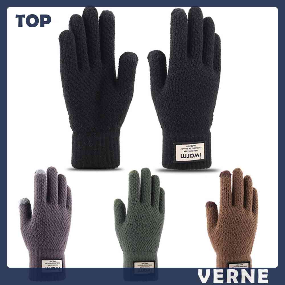 Set 2 Găng Tay Dệt Kim Đàn Hồi Giữ Ấm Mùa Đông Cho Nam Có Thể Chạm Màn Hình Cảm Ứng