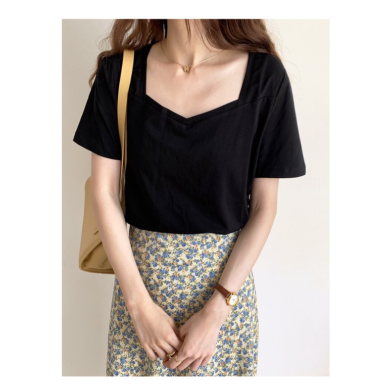 Áo thun SUXI tay ngắn dáng rộng thiết kế đơn giản thời trang mùa hè cho nữ