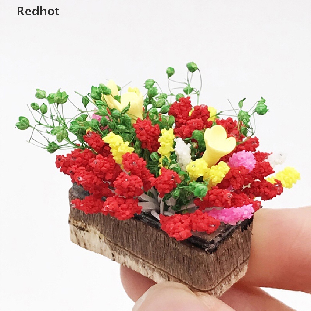 &lt; Redhot &gt; Chậu Hoa Mini Nhiều Màu Sắc Trang Trí Nhà Búp Bê 1 / 12