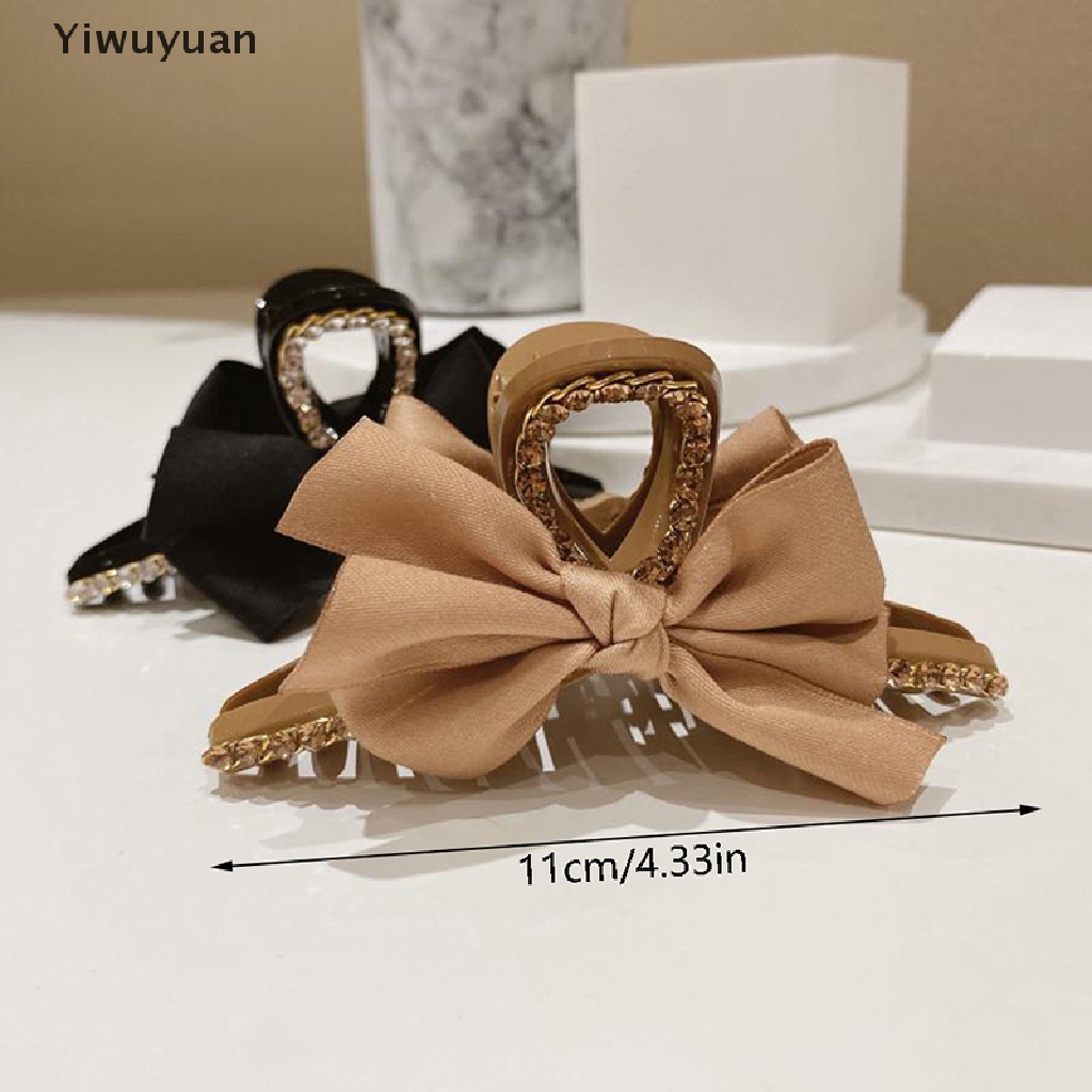 < Yiwuyuan > Kẹp Tóc Càng Cua Đen Đính Nơ Lớn Thanh Lịch Phong Cách Hàn Quốc