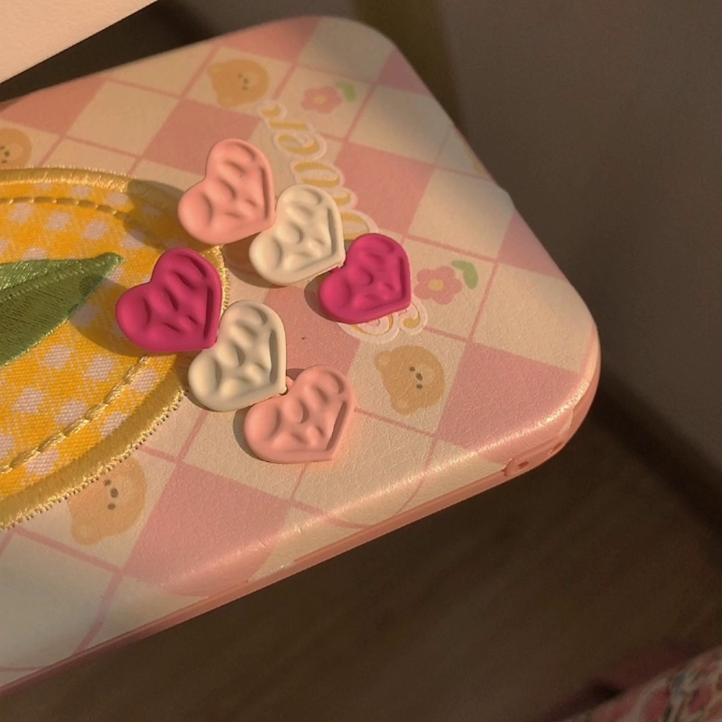 Bông Tai Mạ Bạc 925 Hình Trái Tim Màu Hồng Phong Cách Vintage Thời Trang Mùa Hè Cho Nữ