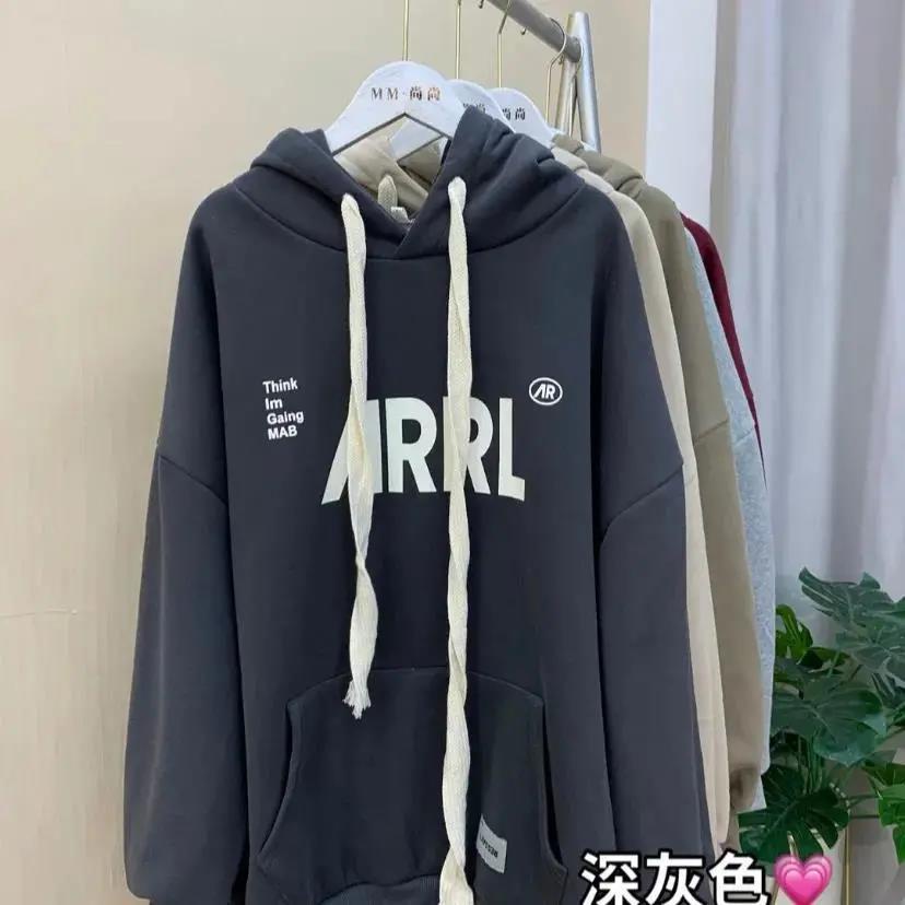 Áo Hoodie Dáng Rộng In Chữ Phong Cách Hàn Quốc Thời Trang Xuân Thu Cho Nữ