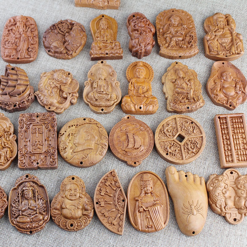 Mặt Dây Chuyền Bằng Gỗ Khắc Hình Quan Âm DIY Thẻ