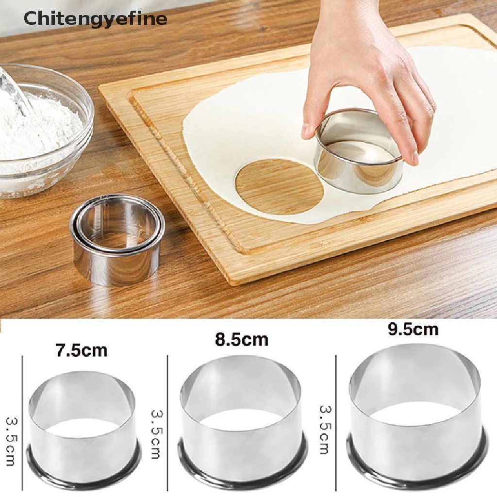 Khuôn Cắt Bột Làm Bánh Bao Hình Tròn Bằng Thép Không Gỉ 3 Kích Cỡ