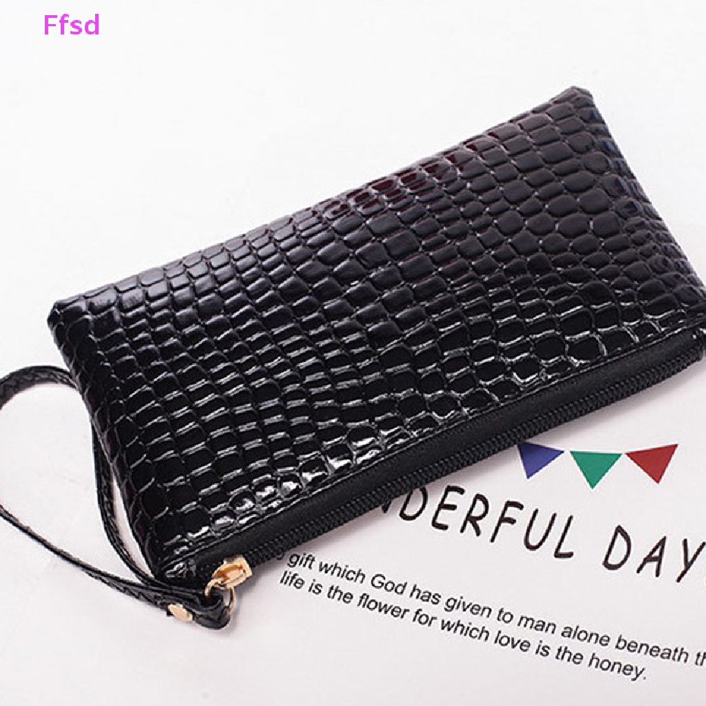 {Ffsd} Ví Đựng Điện Thoại / Tiền Xu / Thẻ Có Dây Kéo Nhỏ Gọn Màu Trơn Cho Nữ * Bán Chạy