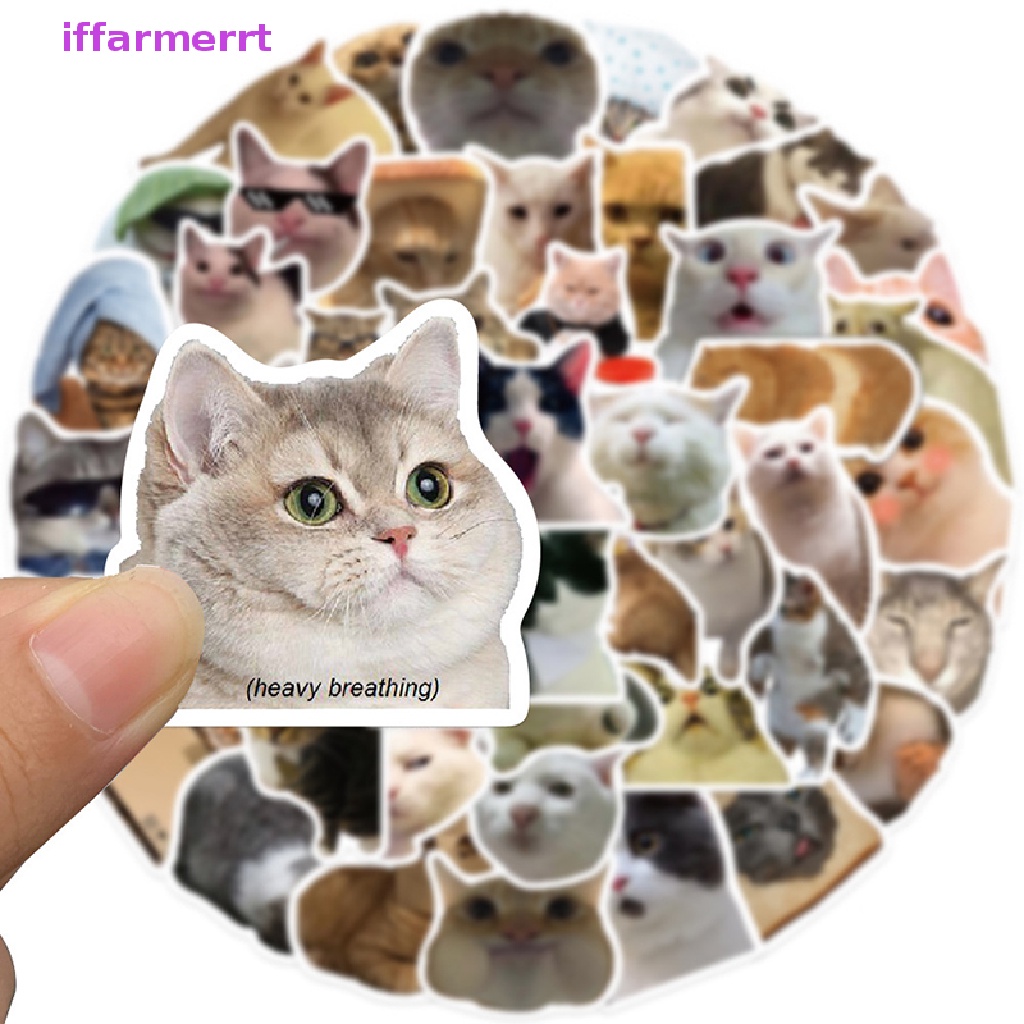 50 Sticker Hình Mèo MEME Trang Trí Sổ Tay Cho Trẻ Em