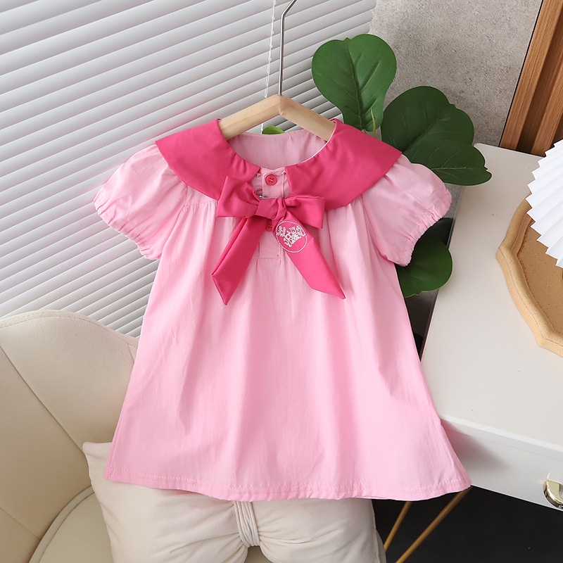 Đầm Công Chúa Giả Hai Lớp Phối Lưới Thắt Nơ Dễ Thương Cho Bé Gái 1-5 Tuổi