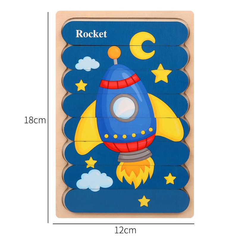 Đồ Chơi Xếp Hình 3D Hai Mặt Bằng Gỗ Giáo Dục Theo Phương Pháp Montessori Cho Bé