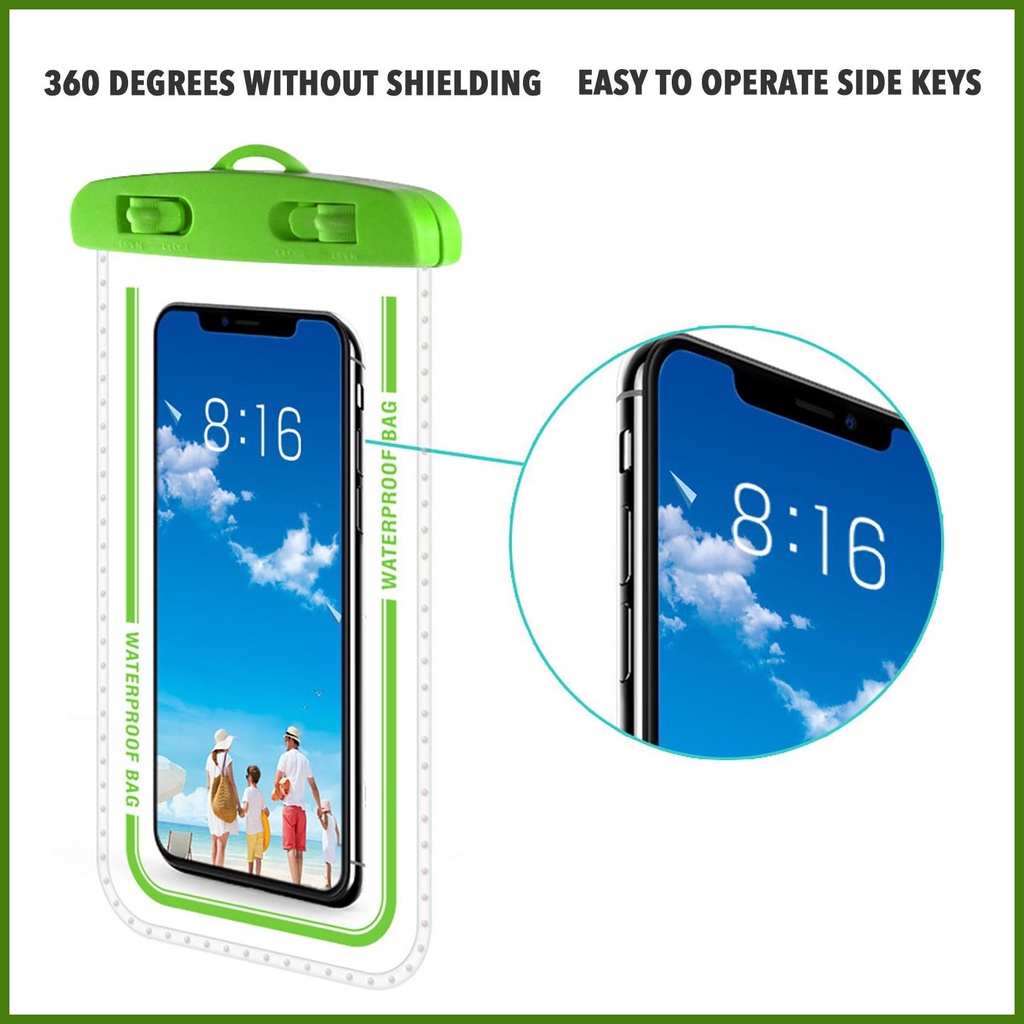 Túi Đựng Điện Thoại Trong Suốt Chống Thấm Nước Có Khóa Xoay Tiện Dụng