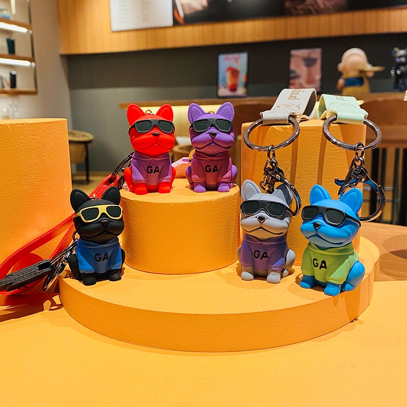 Móc Khóa Hình Chú Chó Đeo Kính Mát Hoạt Hình Sáng Tạo Độc Đáo