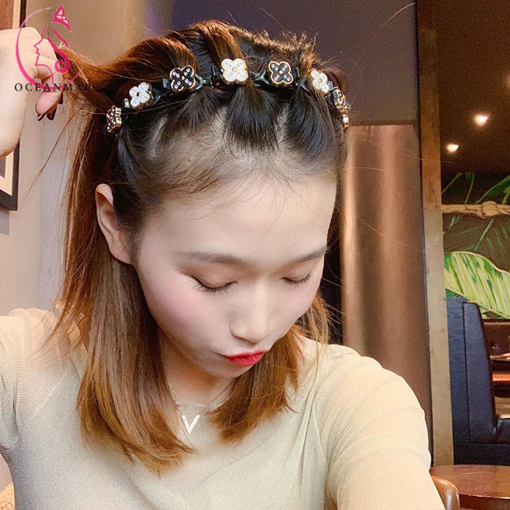 Băng Đô Cài Tóc Bằng Nhựa Bện Hai Lớp Họa Tiết Hoa Cá Tính