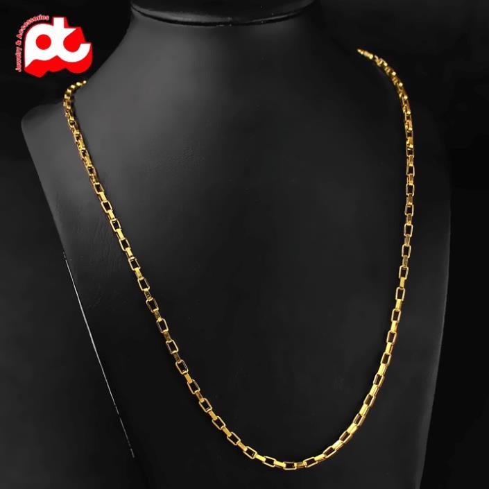 Dây chuyền nam inox thời trang kiểu hình vuông soyong kích cỡ 3mm màu mạ vàng thép không gỉ PTDCNA169