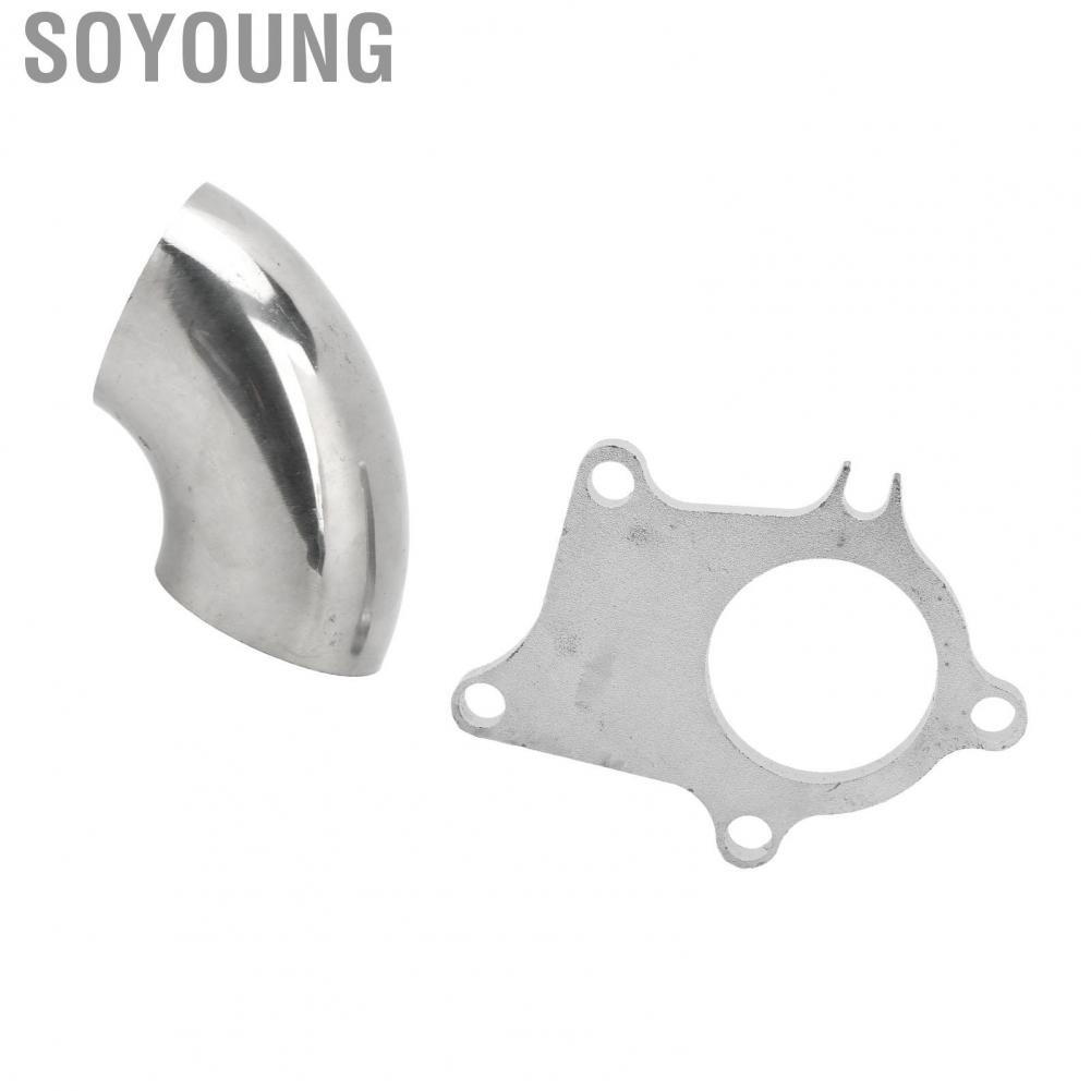 Soyoung Turbo Downpipe Adapter Flange  Impact Resistant Engine Strong Air Intake High Strength Power with 2.5in 90° Elbow for T4
