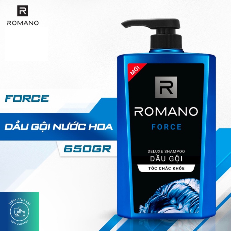 Dầu gội Hương Nước Hoa Cho Nam Romano Classic, Attitude, Gentleman, Force chai lớn 650g