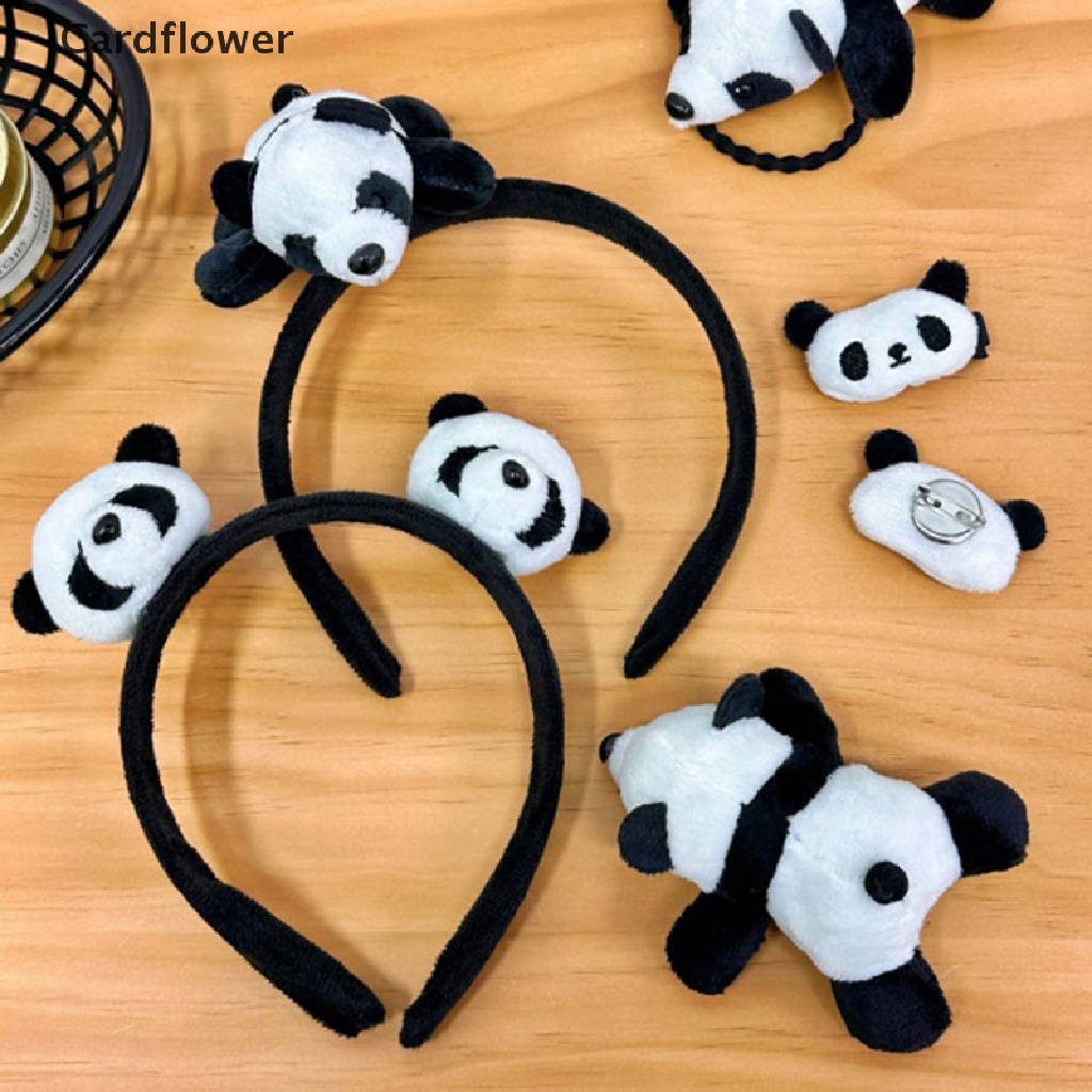 &lt; Cardflower &gt; Dây Buộc Tóc Co Giãn Đính Lông Xù Hình Gấu Trúc Dễ Thương Phụ Kiện Trang Phục Hàng Đang Giảm Giá