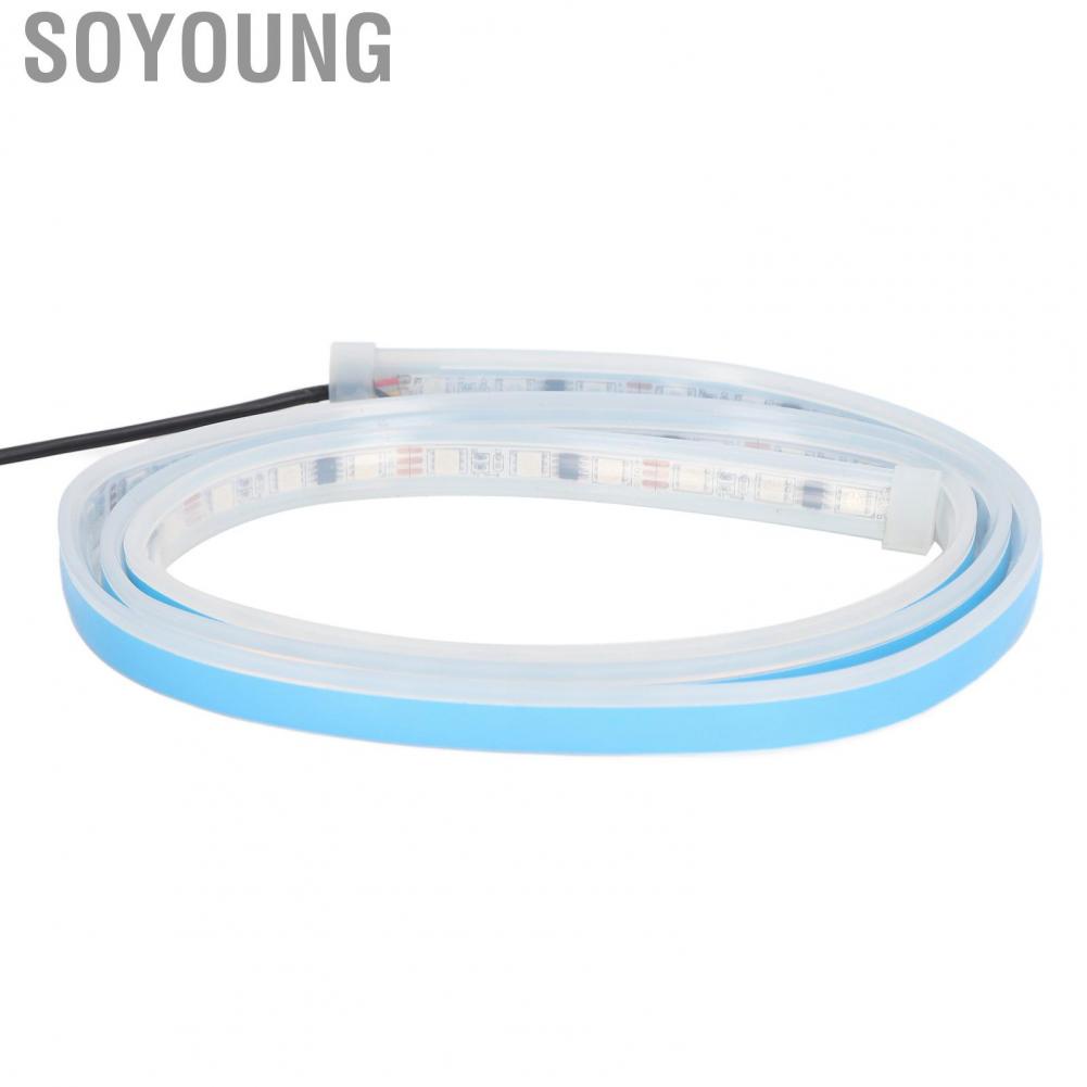 Soyoung 59in Car Hood Strip Light 5W 12V RGB  Control Waterproof Exterior Ambient Lighting Universal Fit for