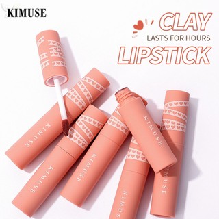 Kimuse matte lip glaze matte velvet nonstick cup giữ trang điểm air lip gloss lip mud sinh viên tiền thể hiện son môi trắng
