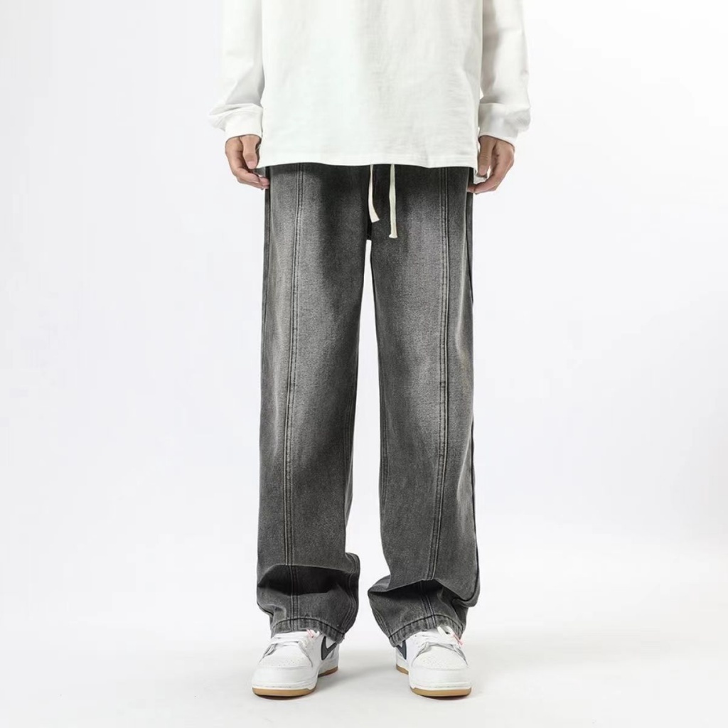 Quần Jean Ống Rộng Lưng Thun Thời Trang Mùa Hè Cá Tính Dành Cho Nam