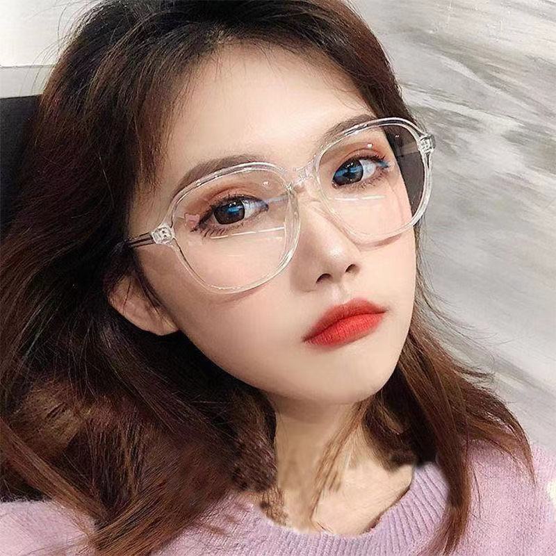 -0.50 ~ -6.00 Kính lớn thời trang cho nam nữ Phong cách Hàn Quốc mới Kính đeo mắt bằng nhựa hình vuông trong suốt Kính cận thị quá khổ Gọng kính có thể thêm ống kính quang điện theo toa