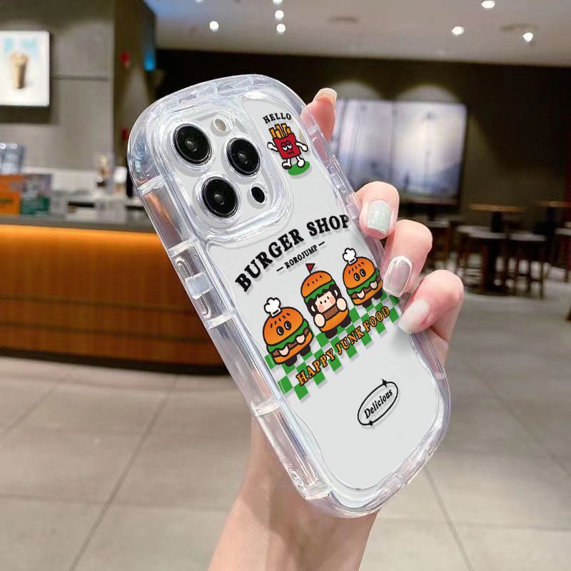 ✅Ốp Điện Thoại Mềm Trong Suốt Chống Sốc Hình Burger Cho iPhone14xs / 13xr11 8p 712promax