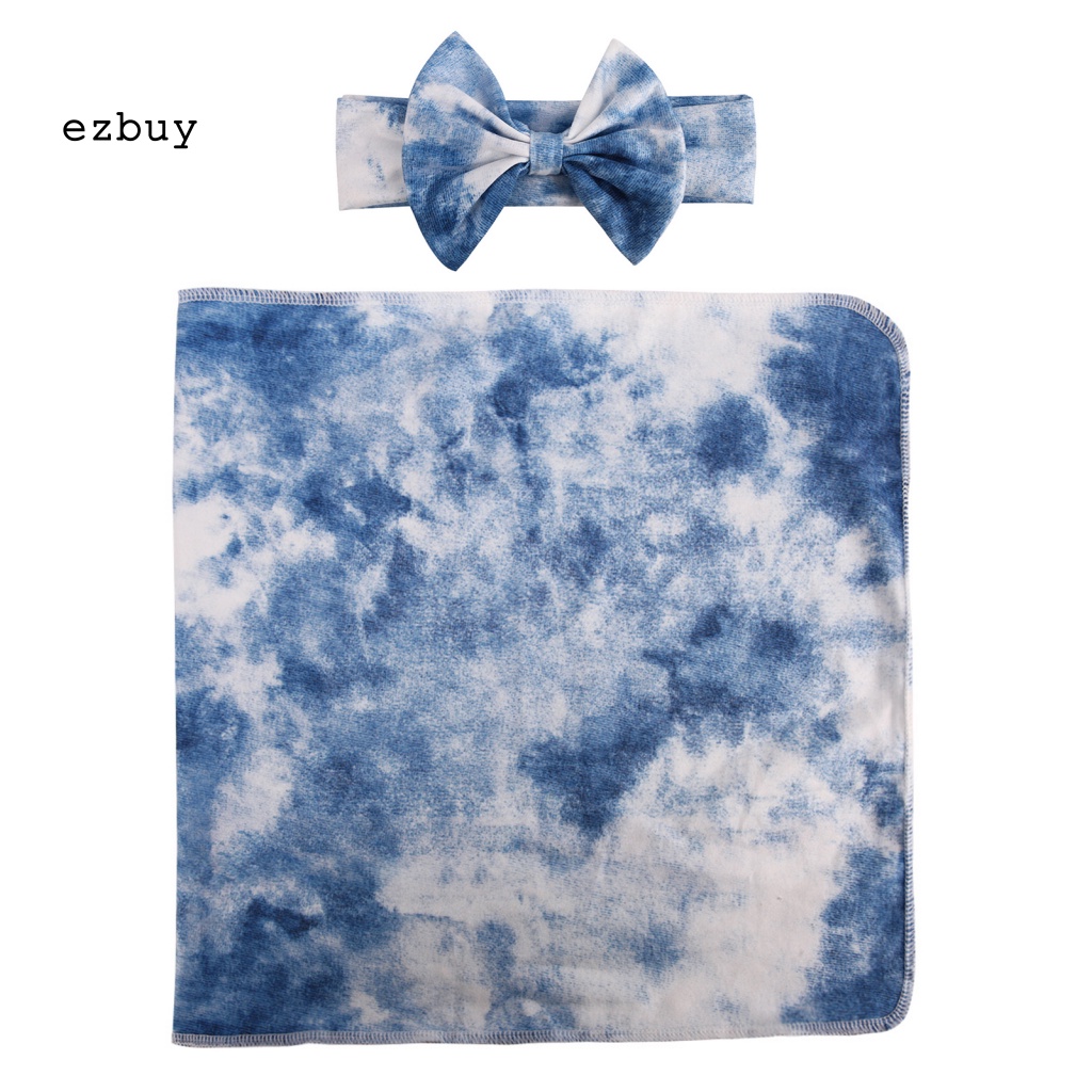 Set 2 Chăn Quấn Em Bé Thân Thiện Với Làn Da Màu Sắc Gradient Kèm Băng Đô Dành Cho Chụp Ảnh