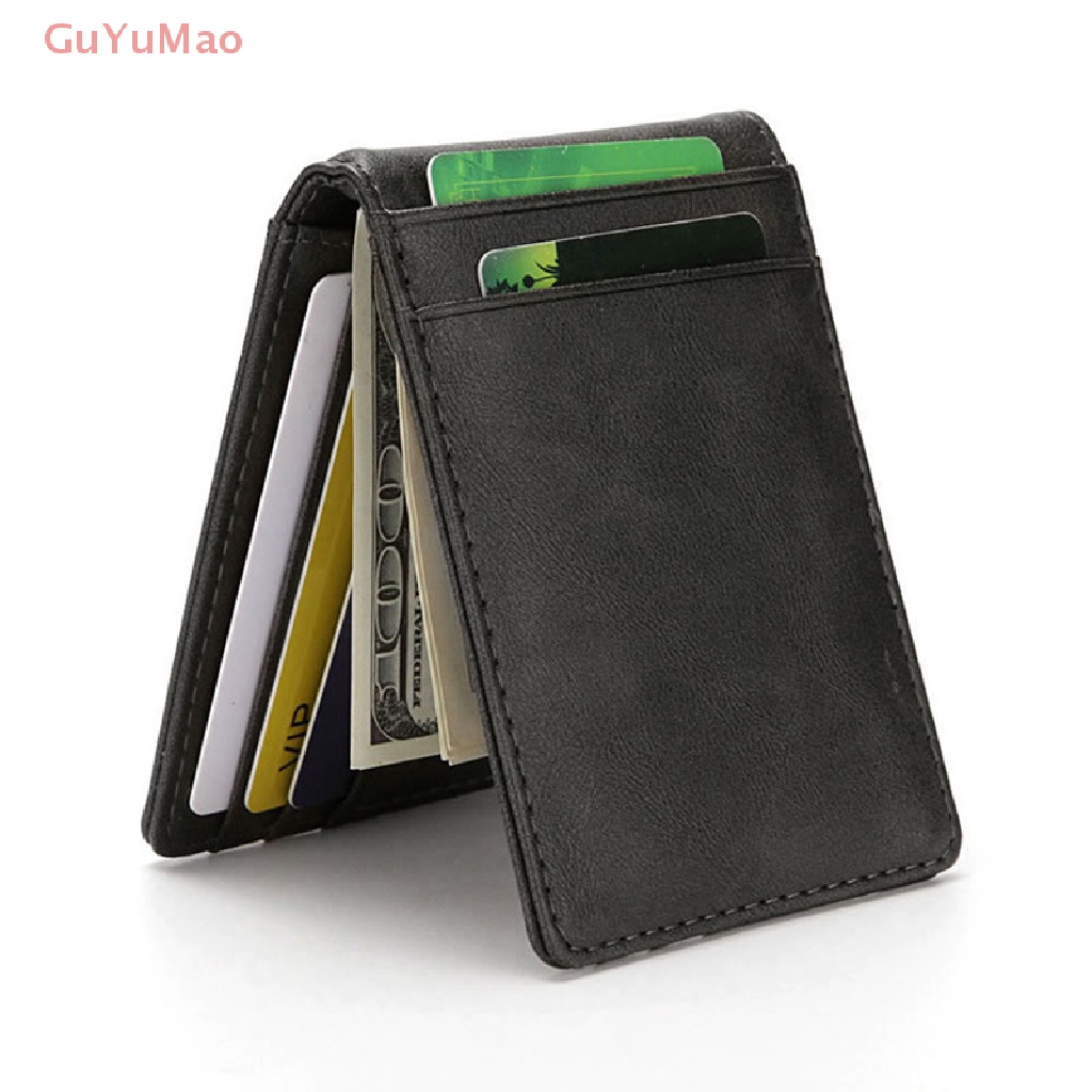 [cxGUYU] Ví Da Đựng Thẻ Dạng Gập Đôi Mỏng Nhẹ Có Khóa Trước RFID Cho Nam PRTA