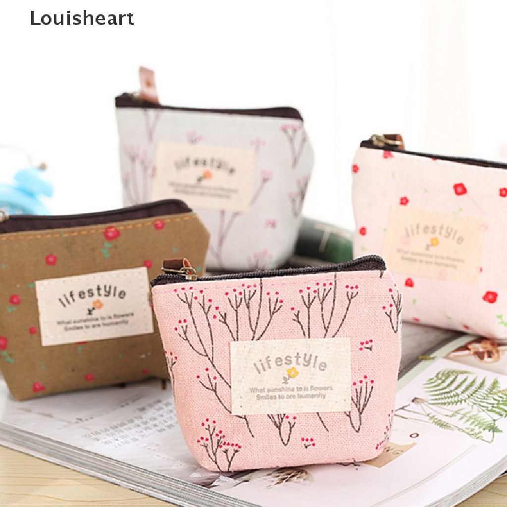 Ví Đựng Tiền Xu Louisheart Mini Bằng Vải Canvas In Họa Tiết Xinh Xắn Dành Cho Nữ