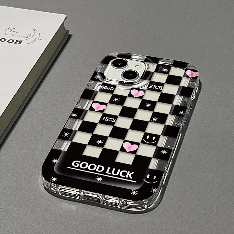 Ốp Điện Thoại Silicon TPU Mềm Trong Suốt Họa Tiết Ca Rô Dễ Thương Cho IPhone 14 13 12 11 Pro XS Max X XR 7 8 Plus