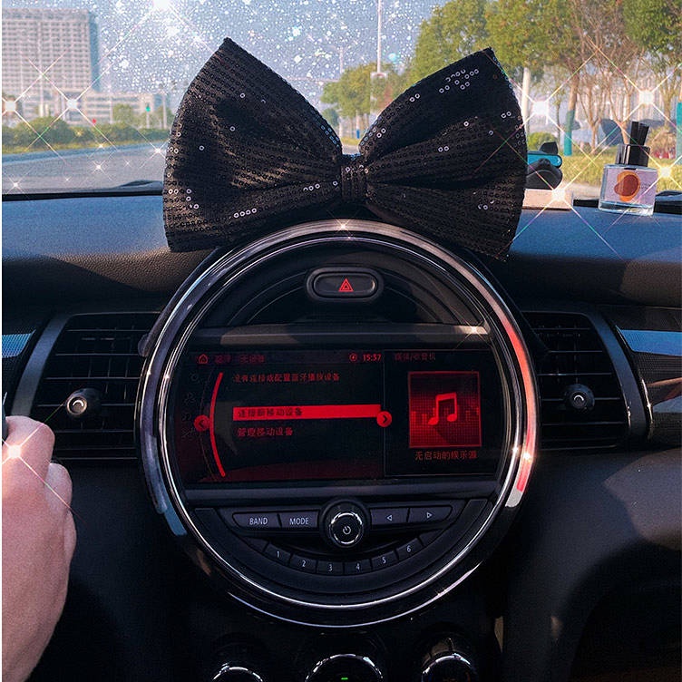 Xiaohongshu Chery Small Ant Screen BMW Mini Dashboard Bow Interior Decoration Decoration Sequins OLTH