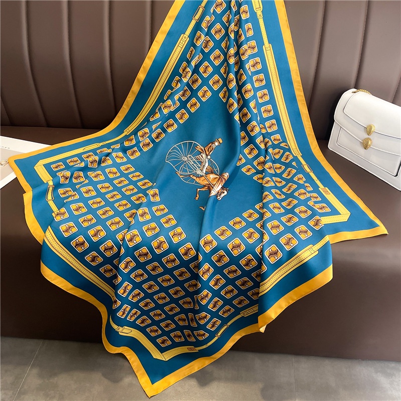 Khăn Choàng Cổ Lụa Vuông 90cm In Chữ Cá Tính Thời Trang Xuân Hè