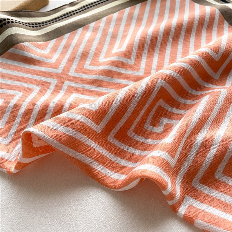 Khăn Choàng Cổ Vải Lanh Cotton Mỏng Họa Tiết Hình Học Đơn Giản Cho Nữ