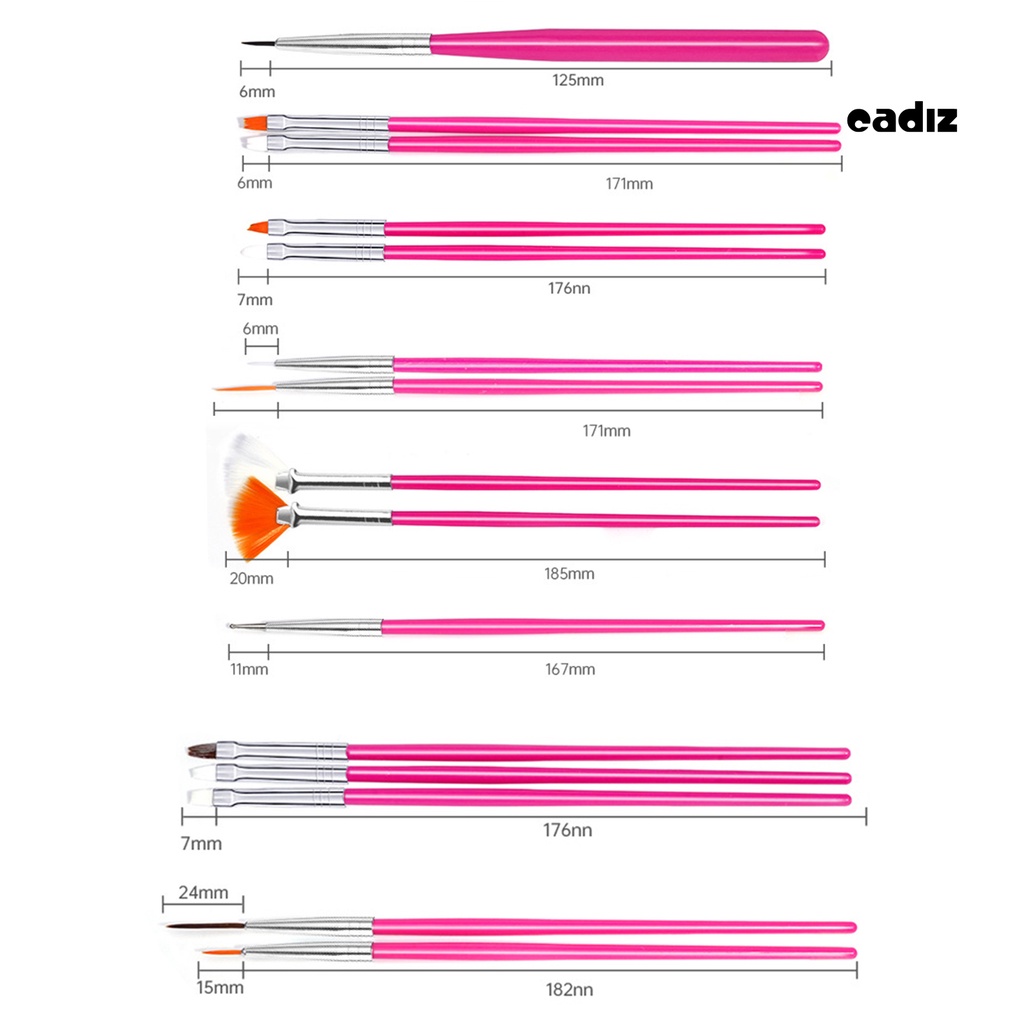 Bộ 15 Cọ Vẽ Móng Tay Ngòi Mảnh Đầu Cọ Mềm Không Phai Màu Hiệu Ứng Gradient DIY